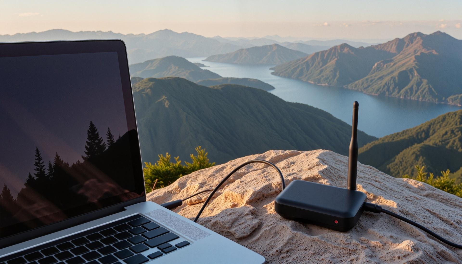 Singlemode Verbindung bei Remote Work in der Natur